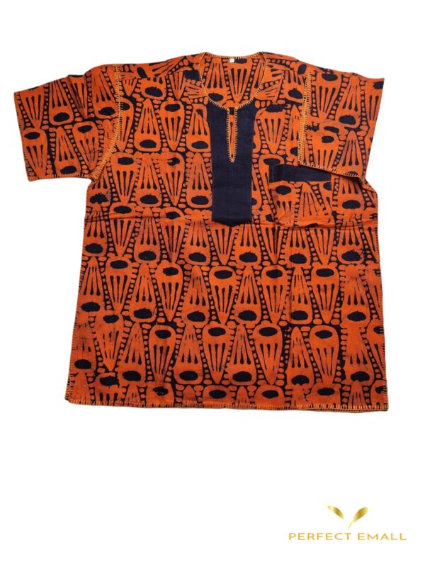 African Print Max Kikoi Men’s Shirt with Short Sleeve - Image 2