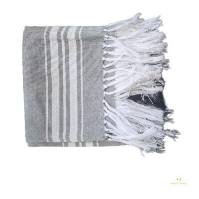 African Kikoy Fabric Scarf white Grey