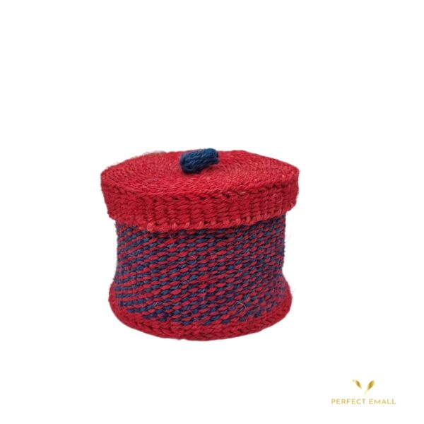 Jute Storage Basket with Red Threads | Laundry Hamper Red