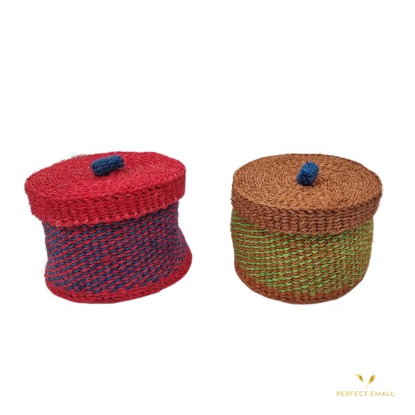 Jute Storage Basket with Red Threads | Laundry Hamper - Image 3