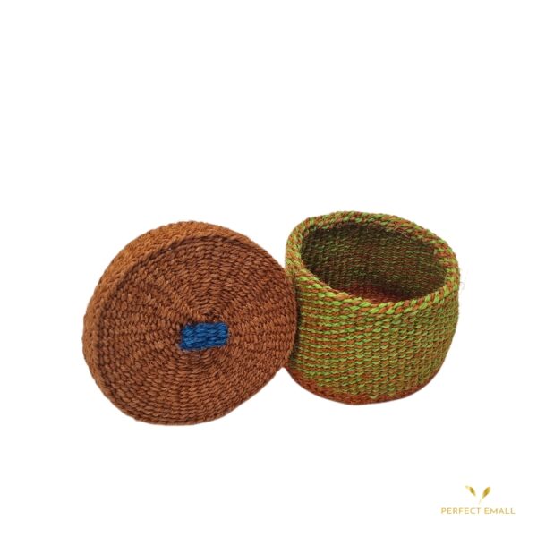 Jute Storage Basket with Red Threads | Laundry Hamper - Image 2