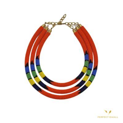 3 in 1 Solid Beaded Chokers Women’s Necklace Red