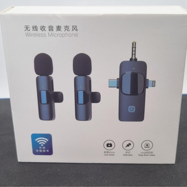 3 in 1 K35TI Wireless Dual Microphone for iPhone, Camera - Image 2