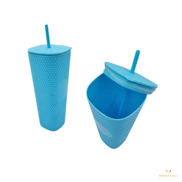 Multipurpose Juice Bottle with Straw Plastic Shaker Glass with Paper Straw for Coffee Juice Smoothie - Image 3