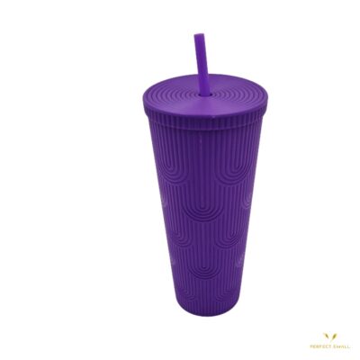 Plastic Cup with Straw Purple