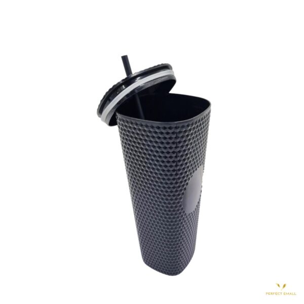 Multipurpose Juice Bottle with Straw Plastic Shaker Glass with Paper Straw Airtight Lid for Coffee Juice Smoothie - Image 2